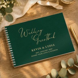 (image for) Personalised Dark Green Wedding Guest Book