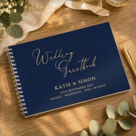 (image for) Personalised Navy Wedding Guest Book