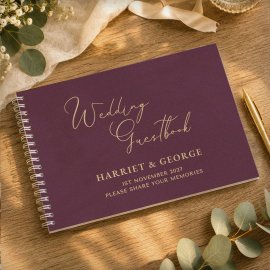(image for) Personalised Plum Wedding Guest Book
