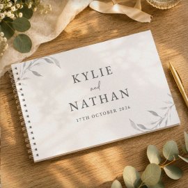 (image for) Personalised Botanical Off White Wedding Guest Book
