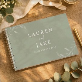 (image for) Personalised Botanical Sage Green Wedding Guest Book