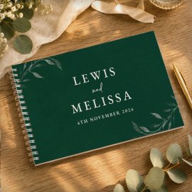 (image for) Personalised Botanical Evergreen Wedding Guest Book
