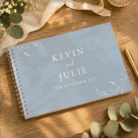 (image for) Personalised Botanical Baby Blue Wedding Guest Book