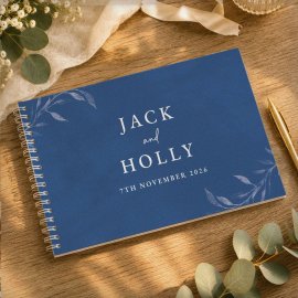 (image for) Personalised Botanical Cobalt Blue Wedding Guest Book