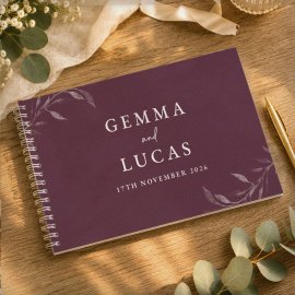 (image for) Personalised Botanical Plum Wedding Guest Book