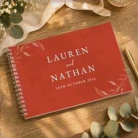 (image for) Personalised Botanical Burnt Orange Wedding Guest Book