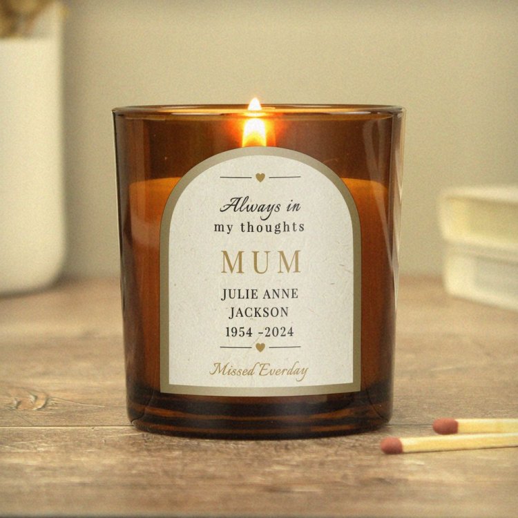 Modal Additional Images for Personalised In Loving Memory Amber Glass Candle