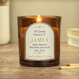 (image for) Personalised In Loving Memory Amber Glass Candle