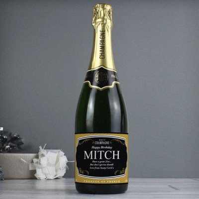 (image for) Personalised Gold & Black Champagne