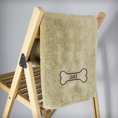 (image for) Personalised Bone Brown Microfiber Pet Towel