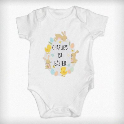 (image for) Personalised Easter Bunny & Chick Baby Vest