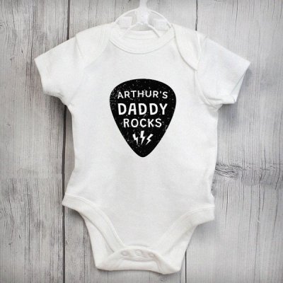 (image for) Personalised Daddy Rocks 0-3 Months Baby Vest