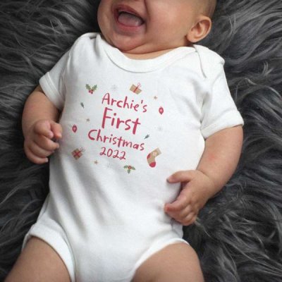 (image for) Personalised First Christmas 0-3 Months Baby Vest
