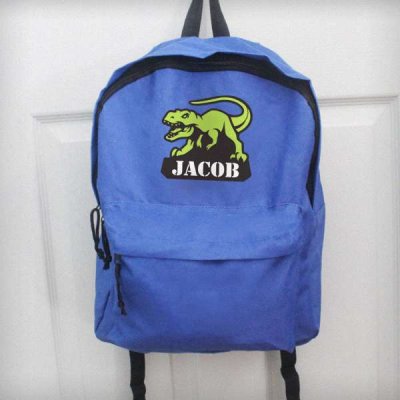 (image for) Personalised Dinosaur Blue Backpack