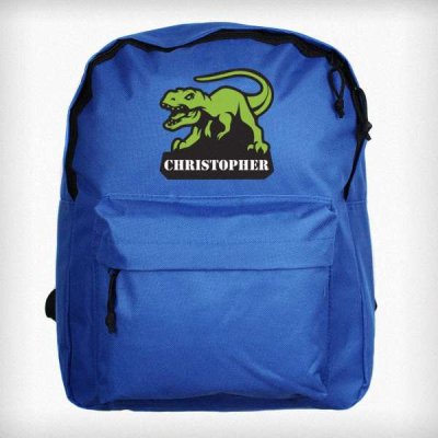 (image for) Personalised Dinosaur Blue Backpack