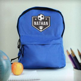(image for) Personalised Football Blue Backpack