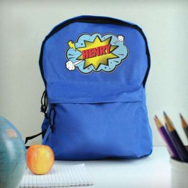 (image for) Personalised Superhero Blue Backpack