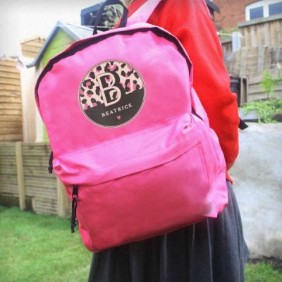 (image for) Personalised Leopard Print Pink Backpack