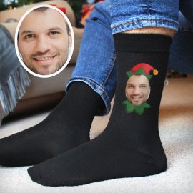 (image for) Personalised Photo Upload Elf Christmas Socks