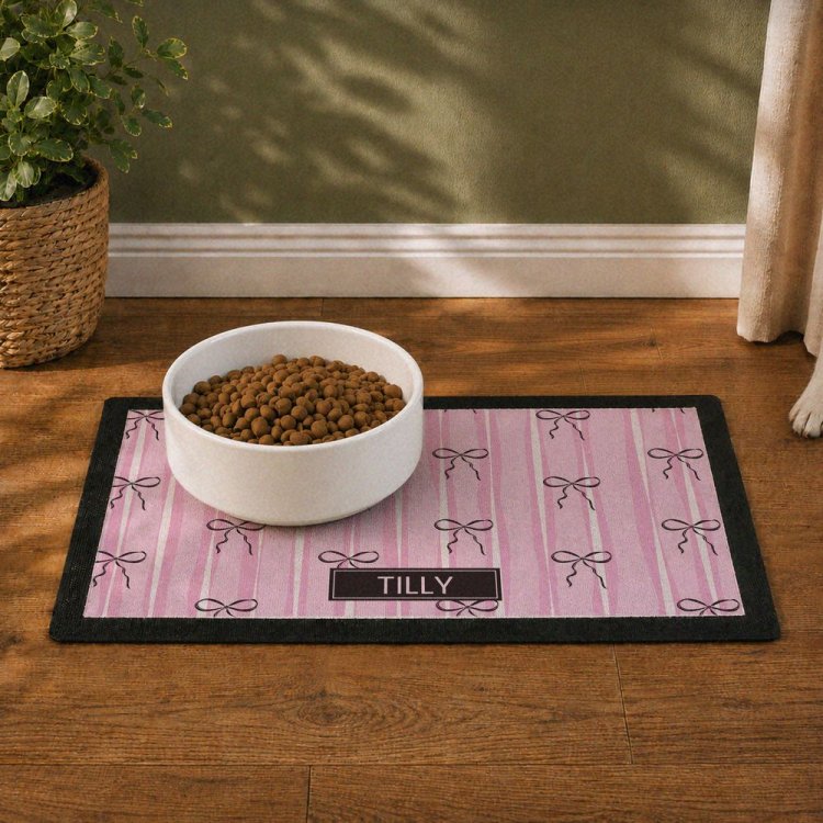Modal Additional Images for Personalised Pink Bow Pet Bowl Mat