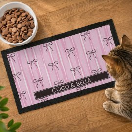 (image for) Personalised Pink Bow Pet Bowl Mat