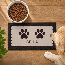 (image for) Personalised Paw Prints Pet Bowl Mat