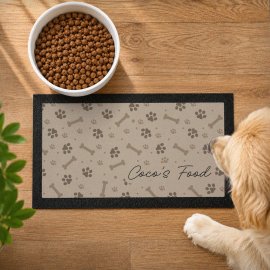 (image for) Personalised Brown Dog Icons Pet Bowl Mat