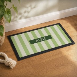 (image for) Personalised Green Stripe Pet Bowl Mat