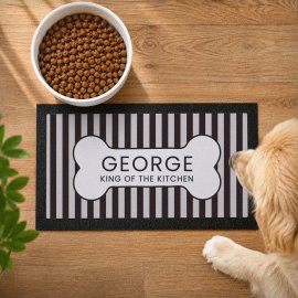 (image for) Personalised Black Stripe Pet Bowl Mat