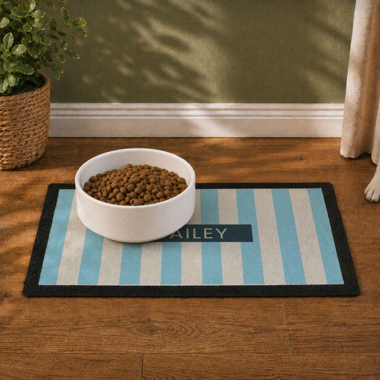 Modal Additional Images for Personalised Blue Stripe Pet Bowl Mat