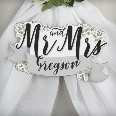 (image for) Personalised Mr & Mrs Wooden Hanging Decoration