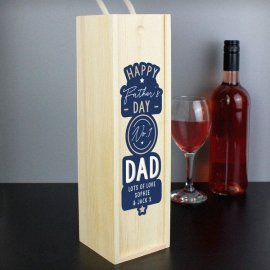 (image for) Personalised Happy Father's Day No. 1 Dad Wooden Wine Bottle Box
