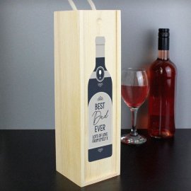 (image for) Personalised Free Text Grey Wooden Wine Bottle Box