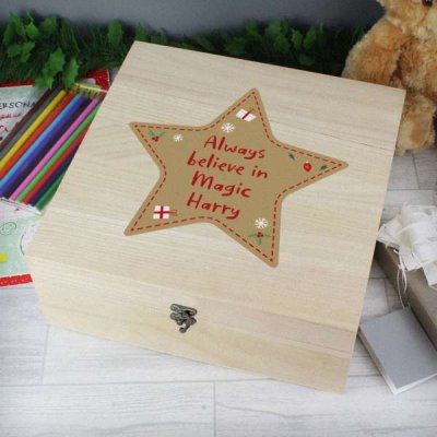 (image for) Personalised Christmas Large Wooden Keepsake Box