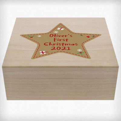 (image for) Personalised Christmas Large Wooden Keepsake Box