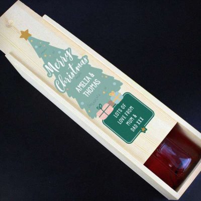 (image for) Personalised Merry Christmas Wooden Bottle Box