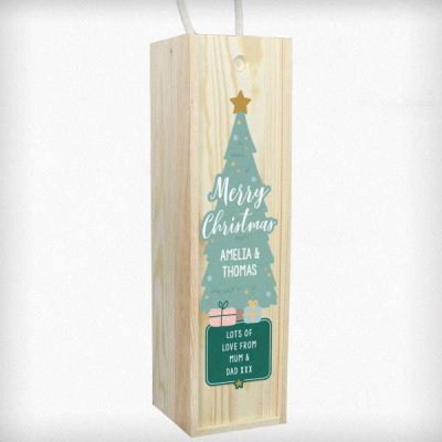 (image for) Personalised Merry Christmas Wooden Bottle Box