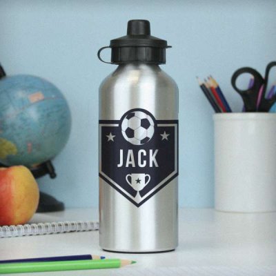 (image for) Personalised Football Silver Drinks Bottle