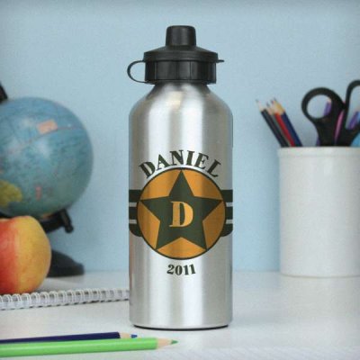 (image for) Personalised Badge Silver Drinks Bottle