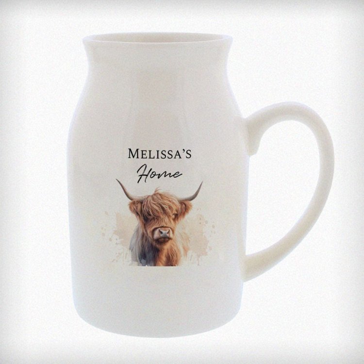 Modal Additional Images for Personalised Highland Cow Flower Jug Vase