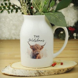 (image for) Personalised Highland Cow Flower Jug Vase