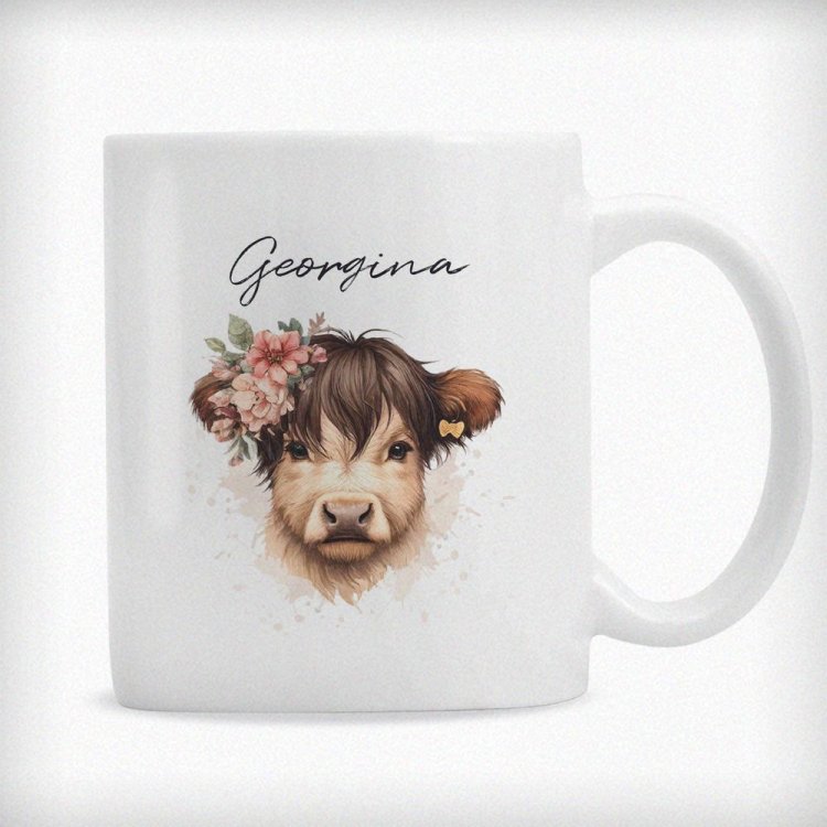 Modal Additional Images for Personalised Highland Cow Mug - Girl