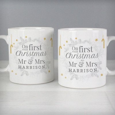 (image for) Personalised 'On Your First Christmas As' Mug Set