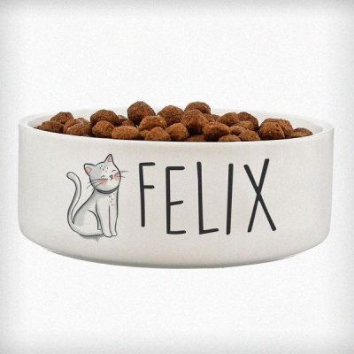 (image for) Personalised Scribble Cat 14cm Medium Pet Bowl