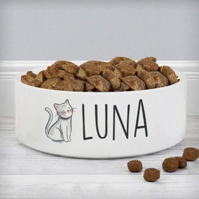 (image for) Personalised Scribble Cat 14cm Medium Pet Bowl