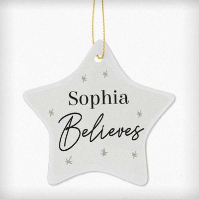 (image for) Personalised Believes Ceramic Star Decoration