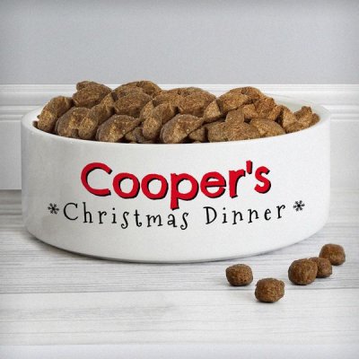 (image for) Personalised Christmas Dinner 14cm Medium Pet Bowl