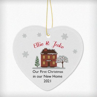 (image for) Personalised Cosy Christmas Ceramic Heart Decoration
