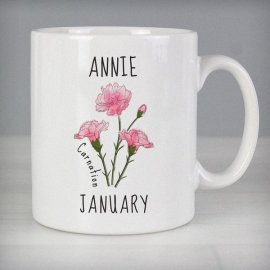 (image for) Personalised January Birth Flower - Carnation Mug