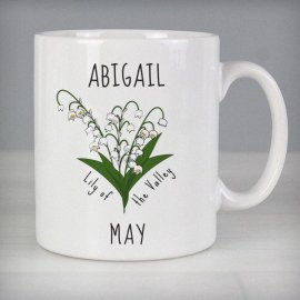 (image for) Personalised May Birth Flower - Lily Of The Valley Mug